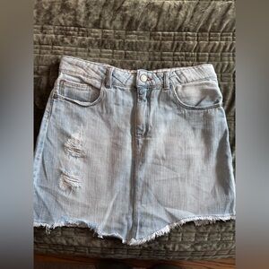 ZARA GirlsLight Wash Distressed Denim Skirt Sz 11/12